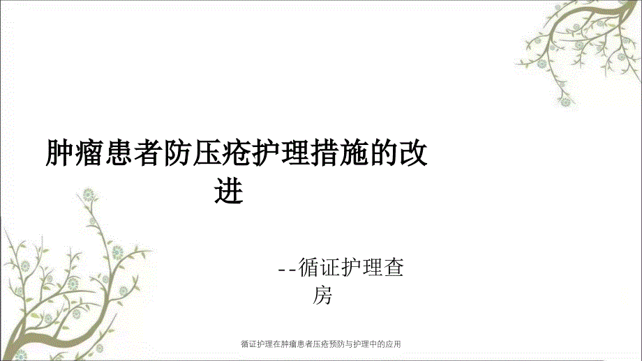 循证护理在肿瘤患者压疮预防与护理中的应用_第1页