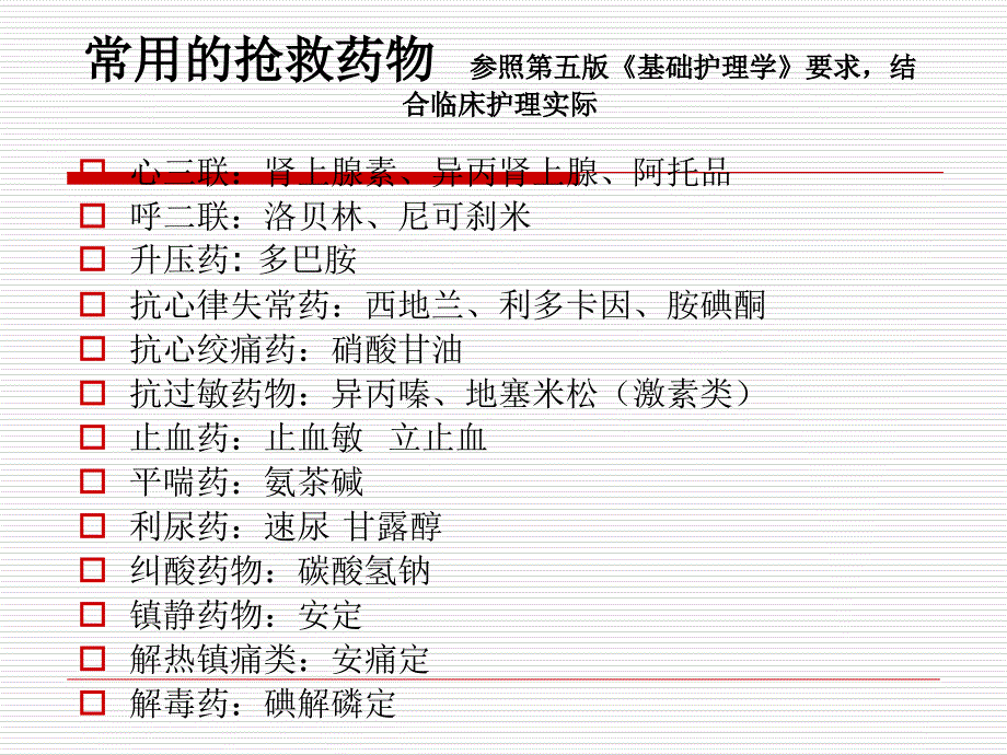 常用抢救药品的作用及不良反应(PPT33页)3686_第2页