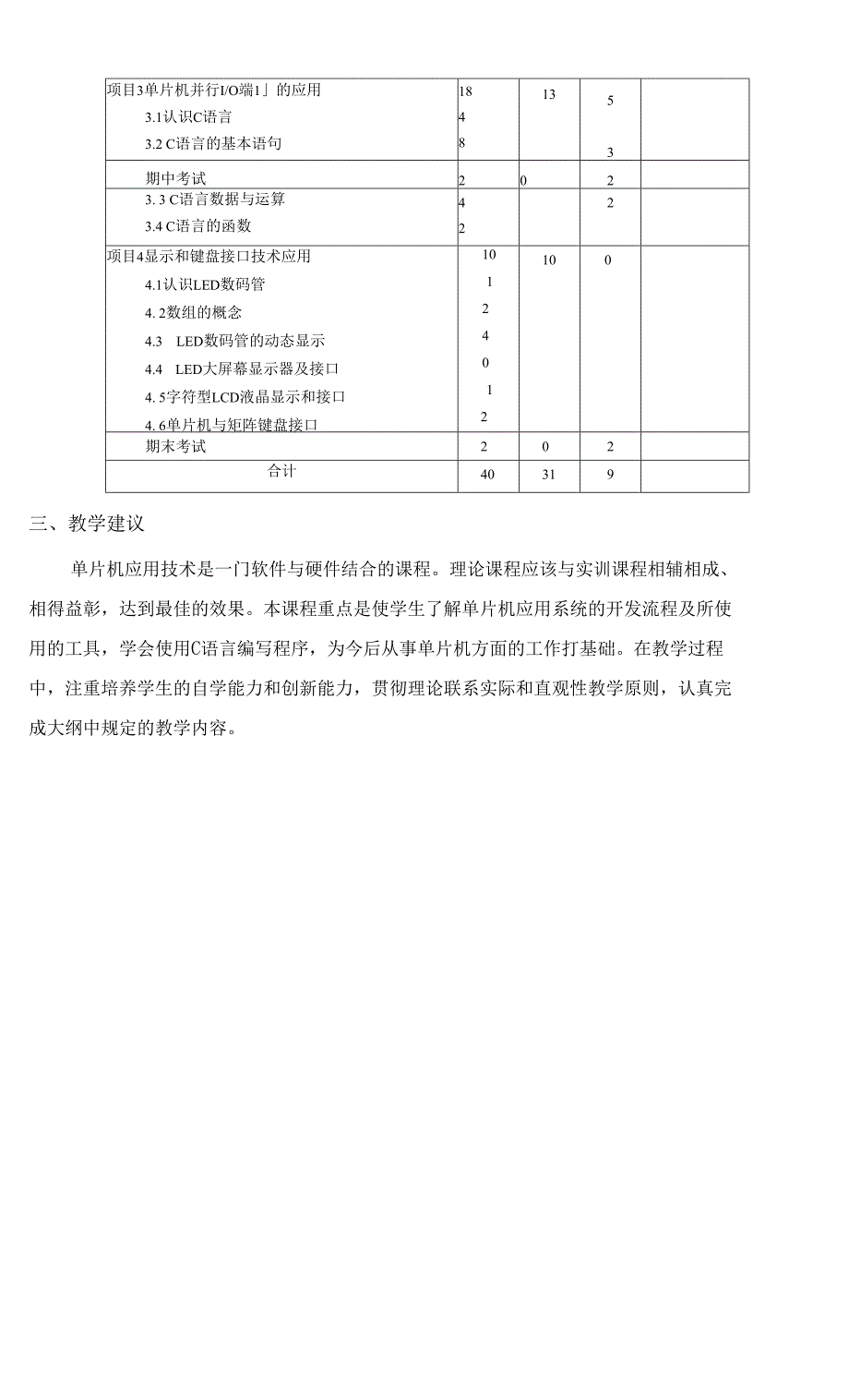 单片机应用技术理论专业教学大纲_第2页