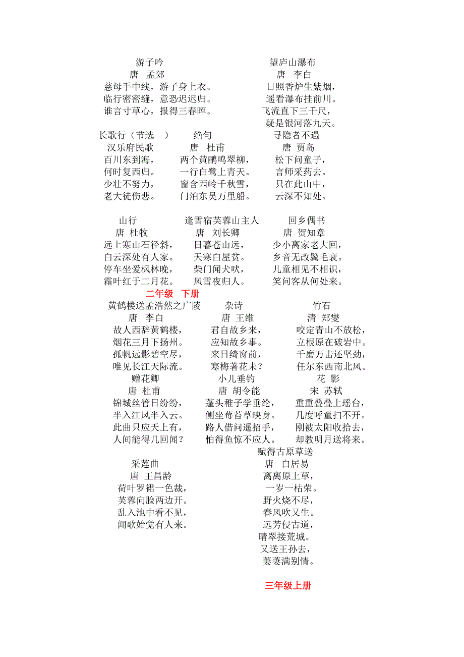 小学一至六年级的所有古诗 （精选可编辑）.doc_第2页