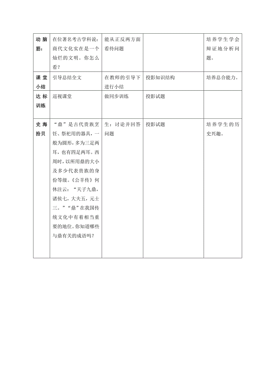 七年级历史上册灿烂的青铜文明教学设计人教新课标版_第4页