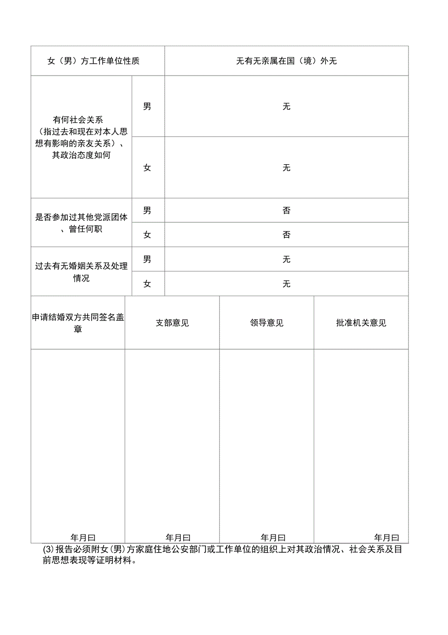 申请结婚报告表_第3页