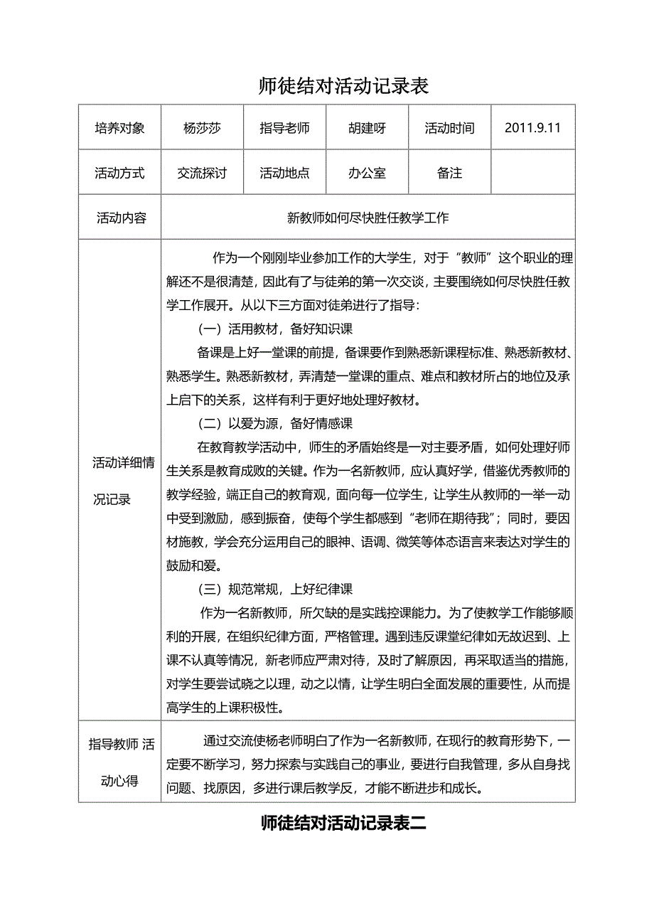 师徒结对活动记录表1 (1)_第1页