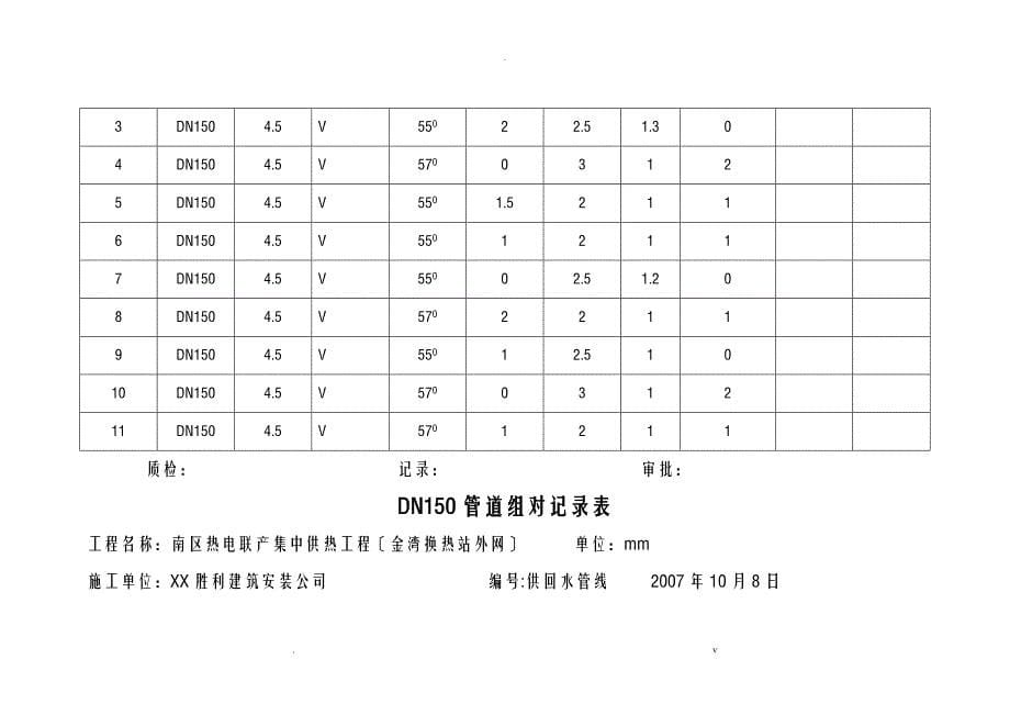 管道组对记录表_第5页