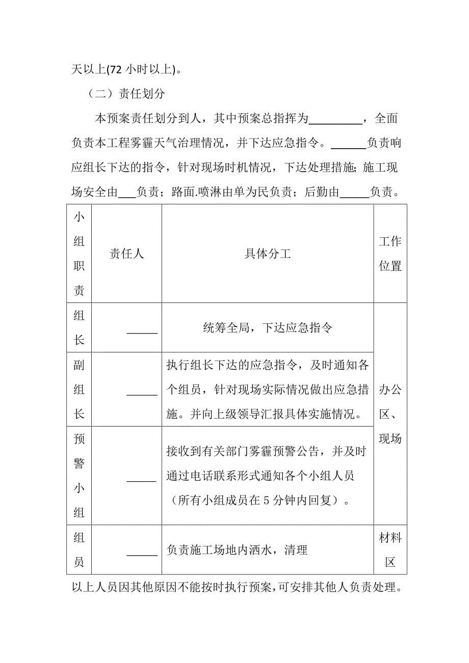 施工现场雾霾天气应急预案(工程版,空白).doc_第5页