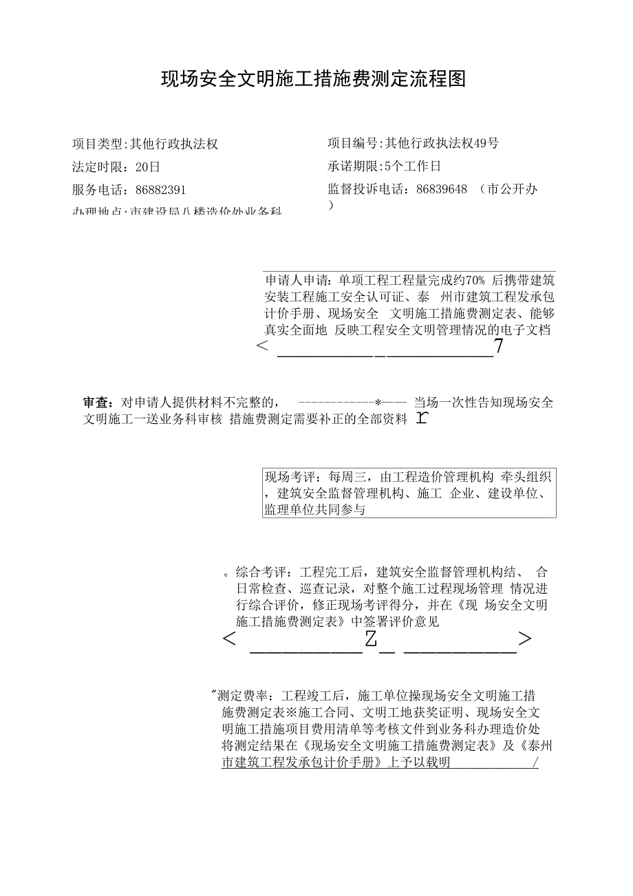 现场安全文明施工措施费测定流程图_第1页