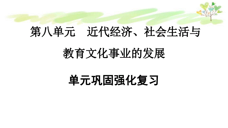 人教版八年级上册历史第八单元巩固强化复习课件_第1页