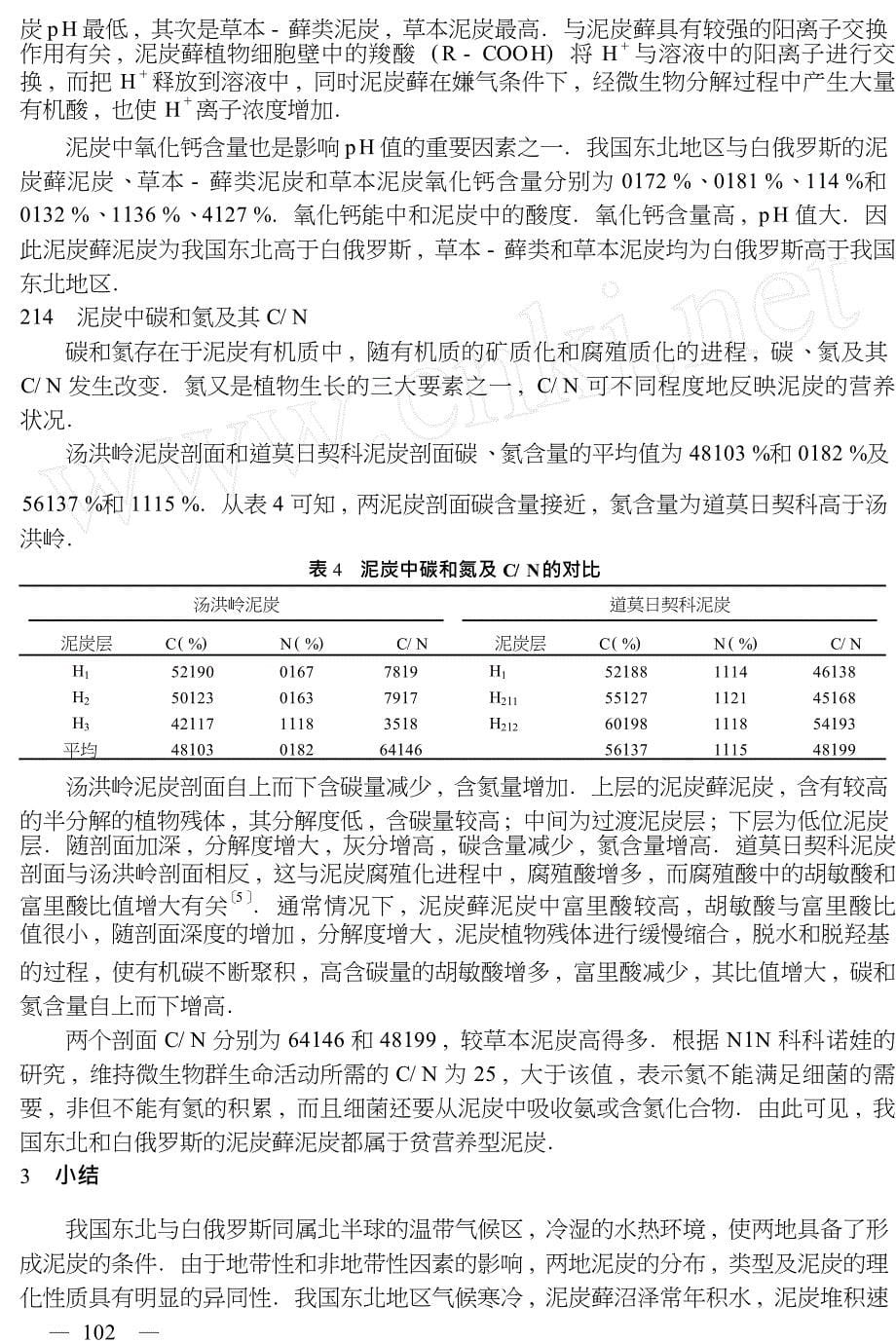 中国东北与白俄罗斯泥炭藓泥炭特性的对比研究_第5页