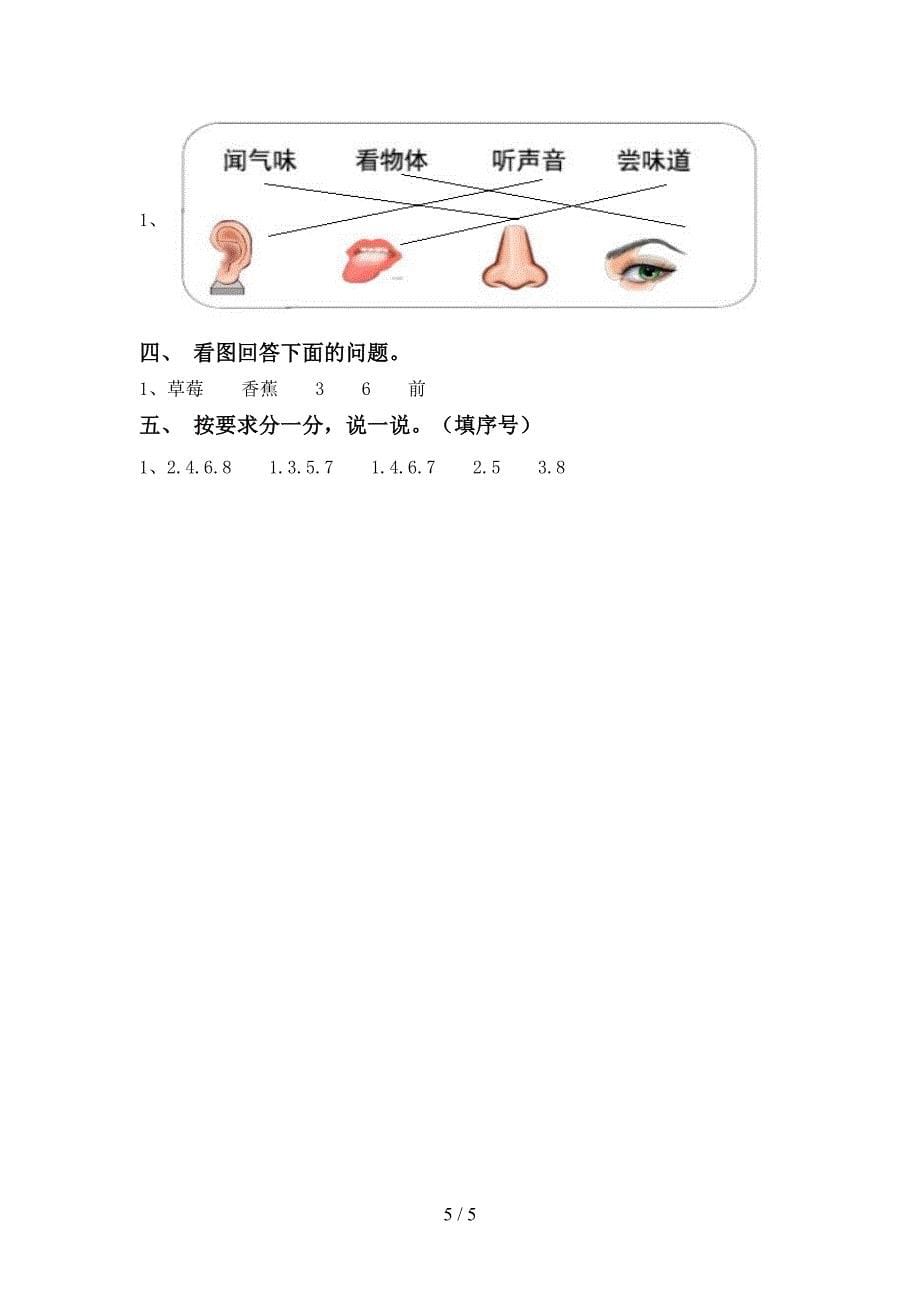 2022年苏教版一年级科学上册期中测试卷加答案.doc_第5页