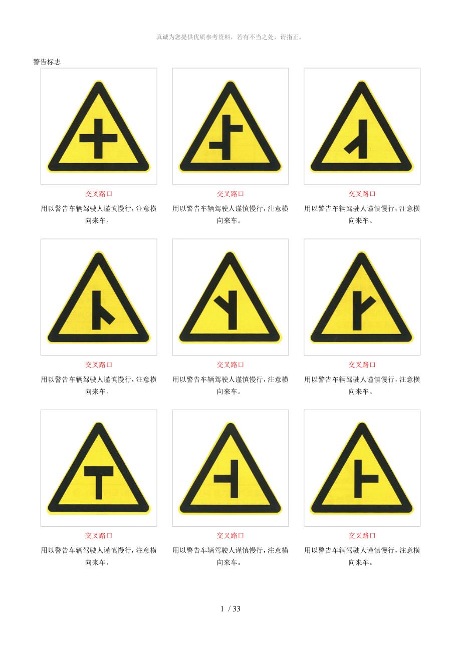 交通标志图及含义-大全_第1页