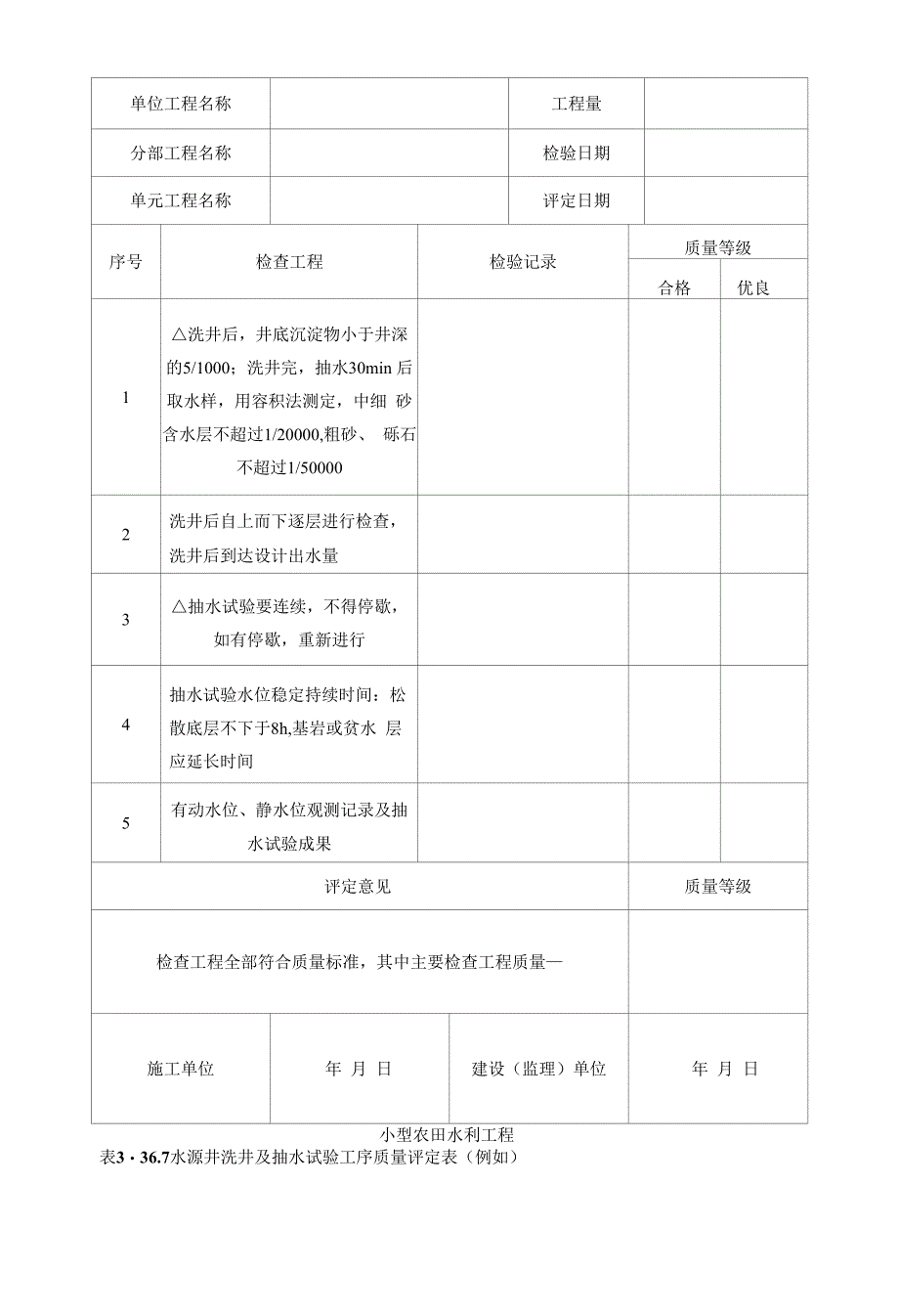 水利水电工程水源井洗井及抽水试验工序质量评定表.docx_第2页