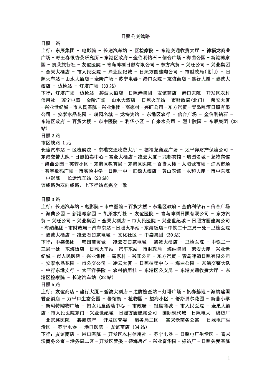 日照公交线路.doc_第1页