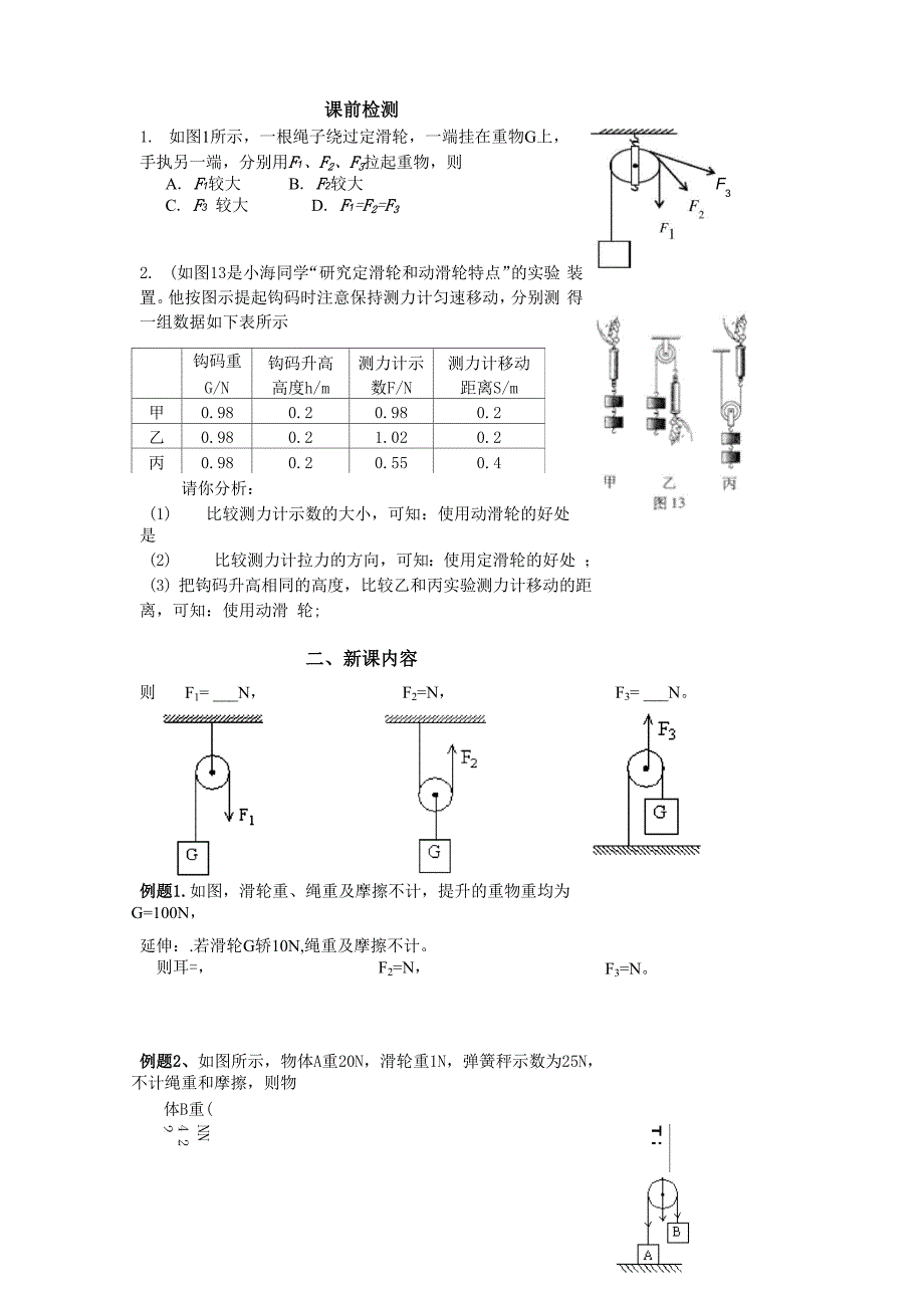 第二讲 定滑轮、动滑轮受力分析_第1页