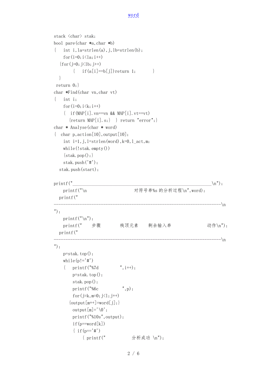 编译原理-语法分析资料报告程序地设计(LL(1)分析资料报告法)_第2页