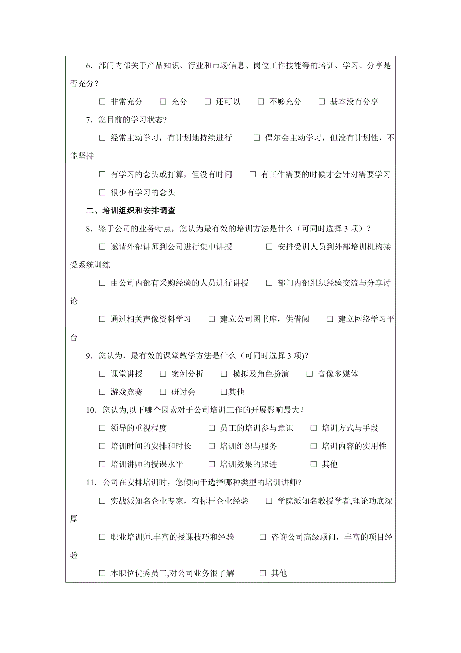 培训-采购人员培训需求调查表DOC_第2页