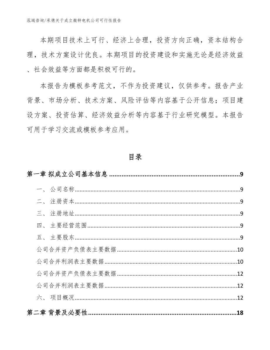 承德关于成立微特电机公司可行性报告模板范文_第3页