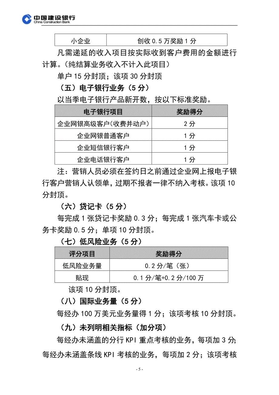 银行公司客户经理考评办法_第5页