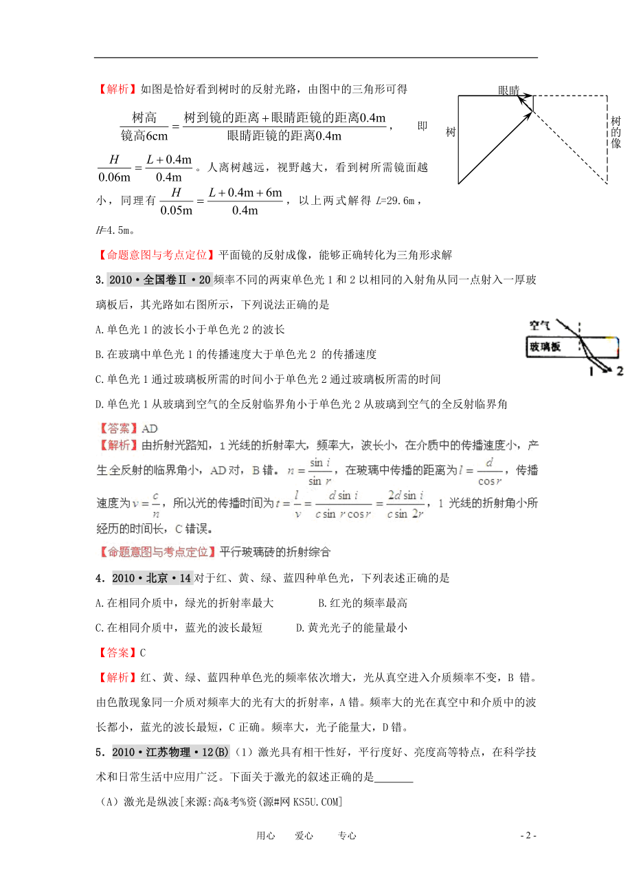 高三物理版6年高考4年模拟光学_第2页