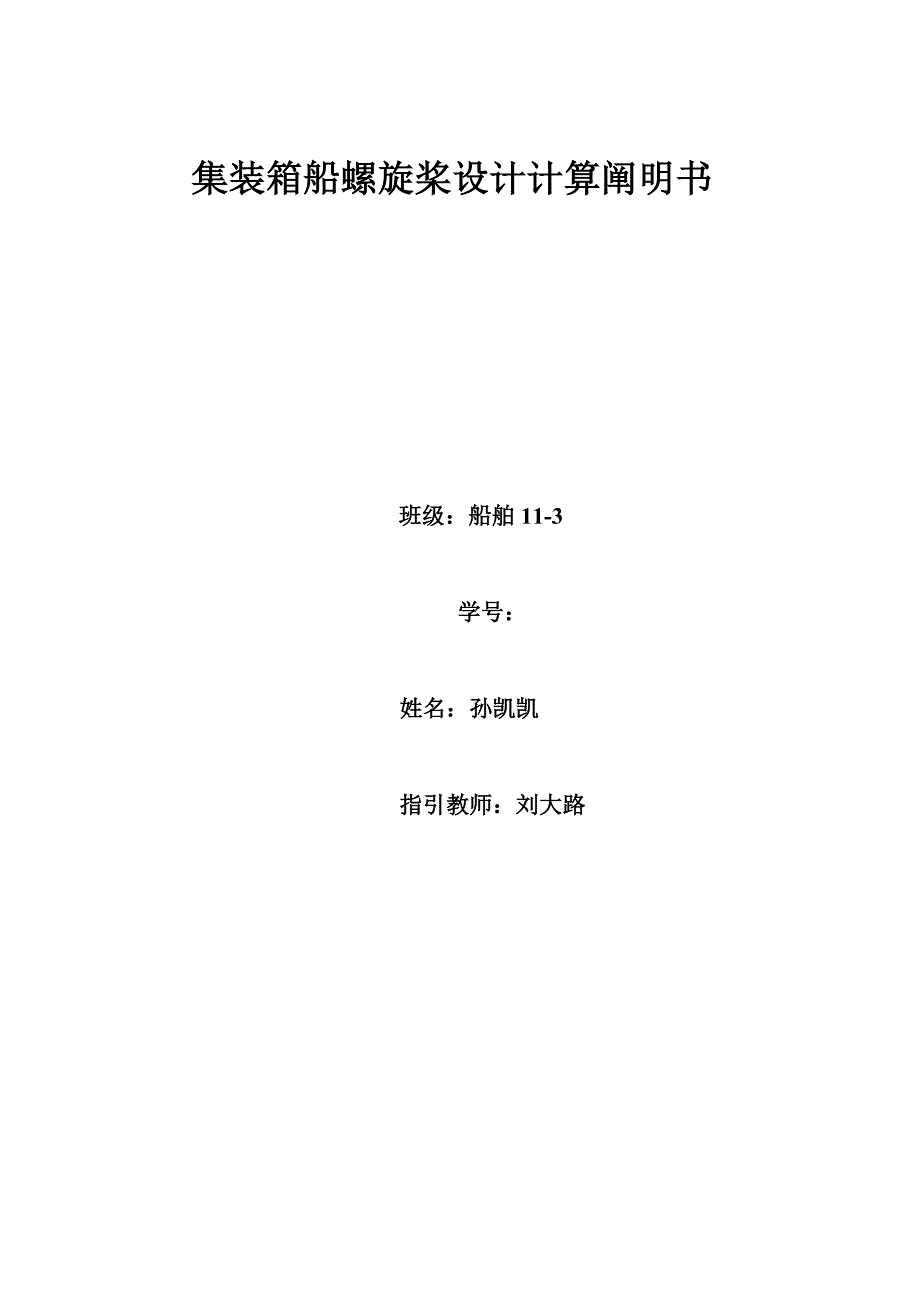 集装箱船螺旋桨设计计算专项说明书_第1页