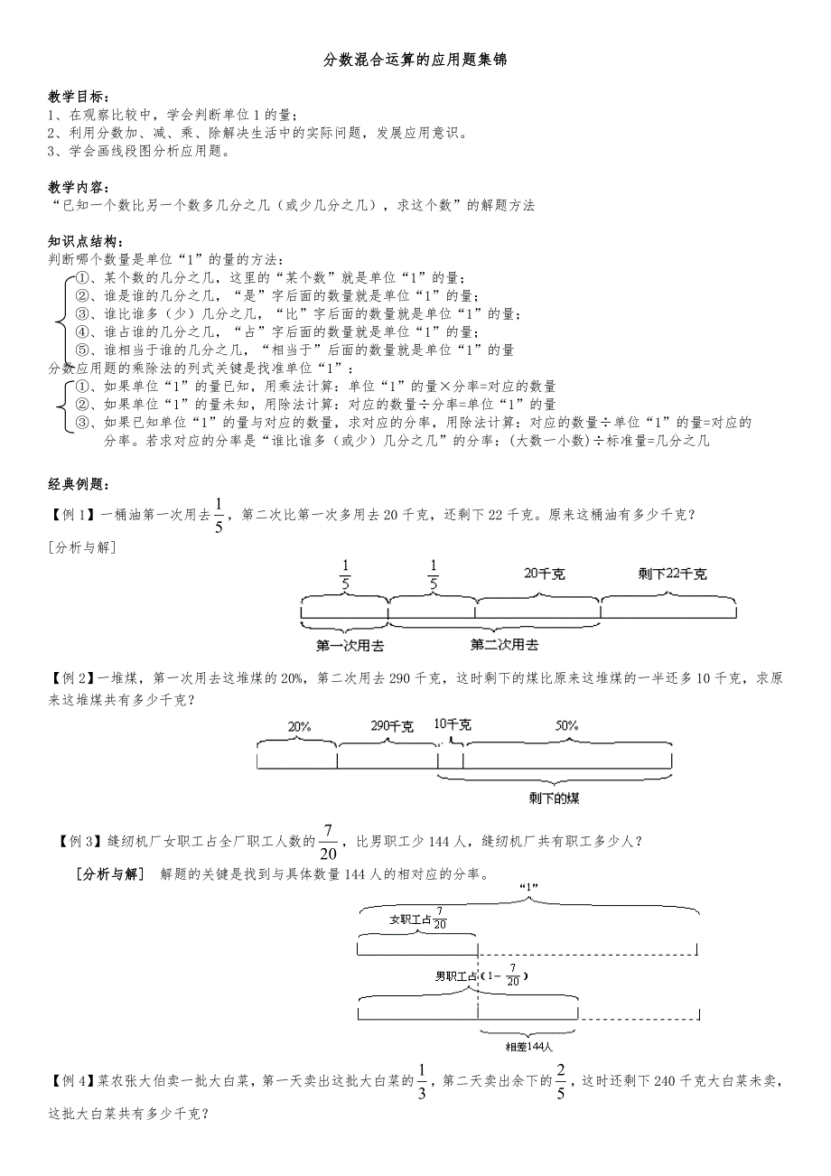 五年级分数混合运算的应用题集锦_第1页