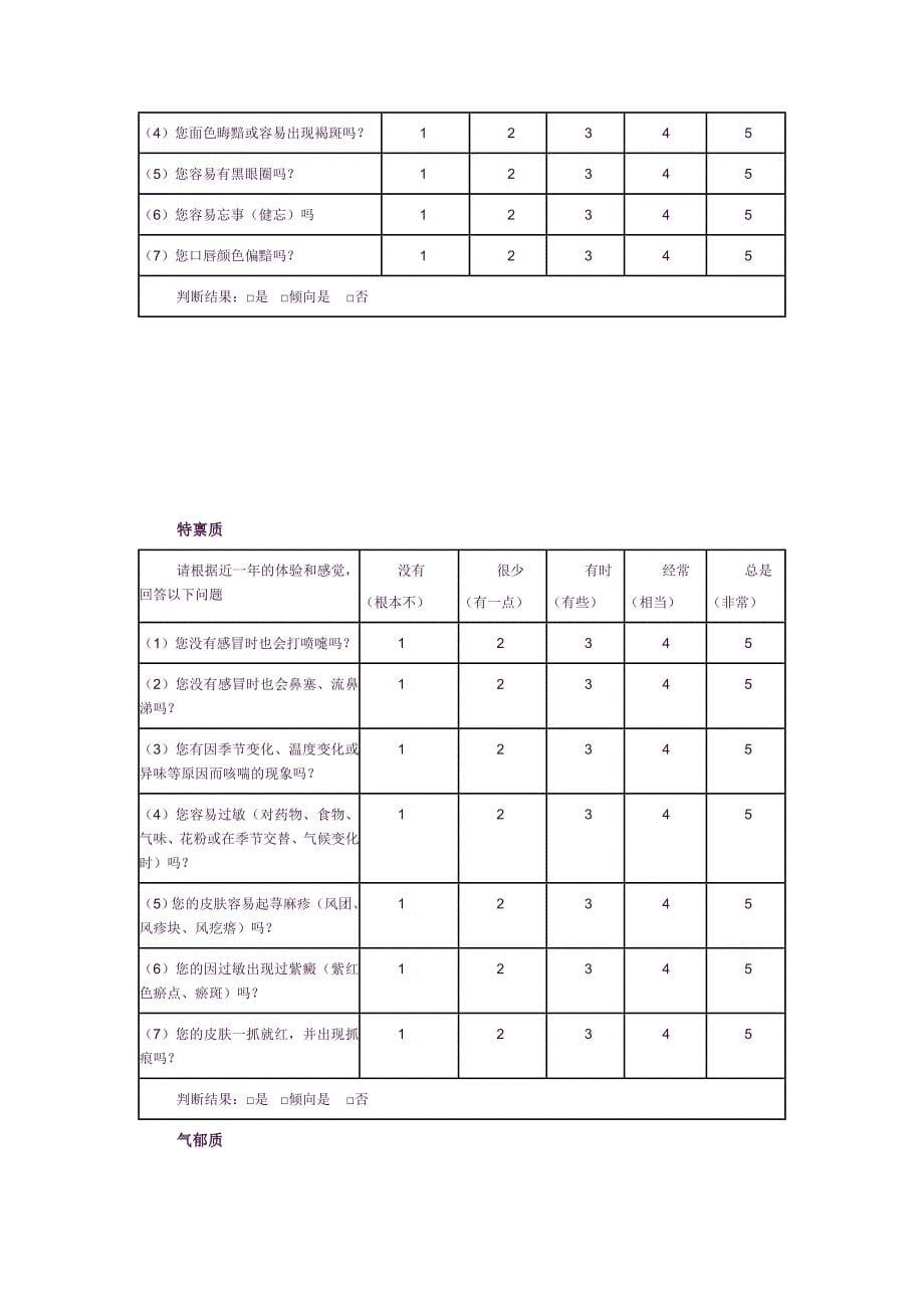 中医体质测试表_第5页
