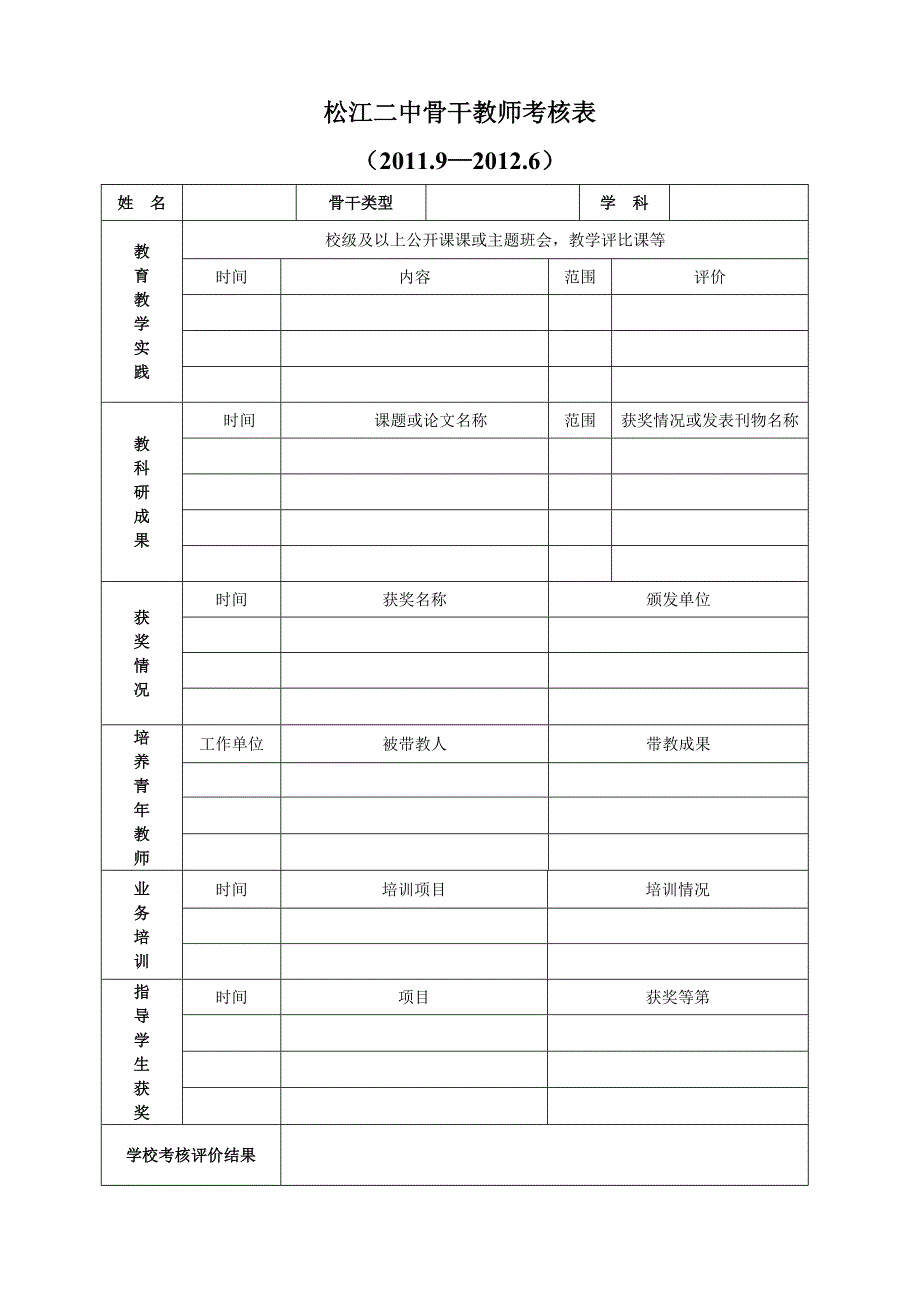 松江二中骨干教师考核表41862_第1页