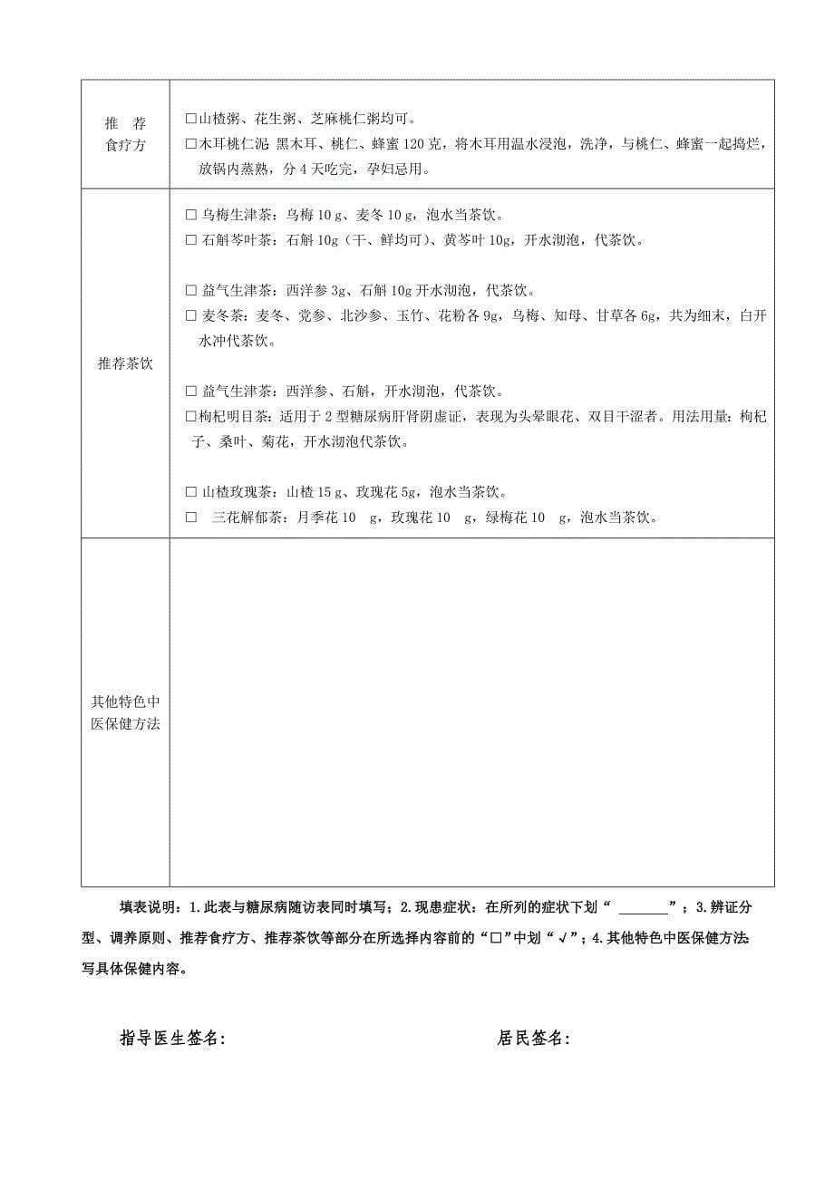 糖尿病患者中医药健康管理服务记录表_第5页