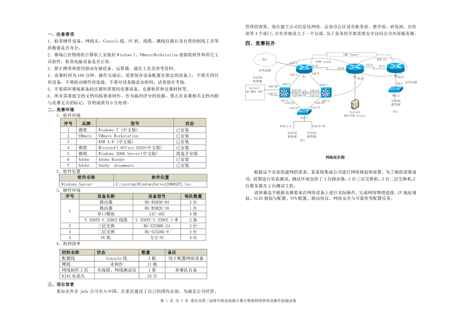 计算机网络管理员操作技能试卷_第1页