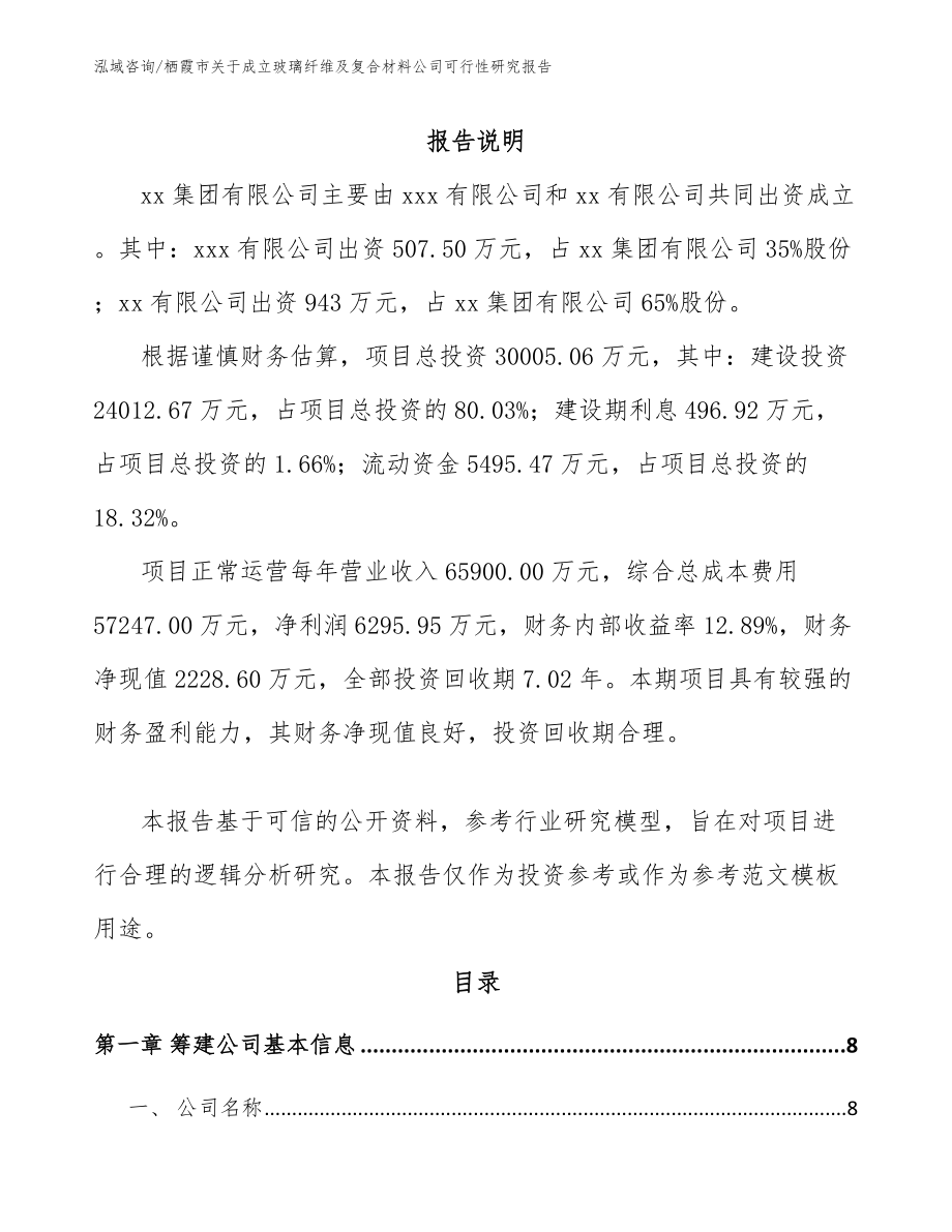 栖霞市关于成立玻璃纤维及复合材料公司可行性研究报告_第2页