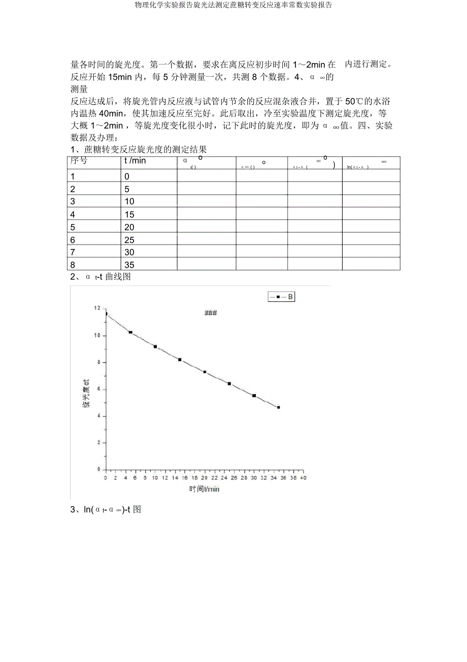 物理化学实验报告旋光法测定蔗糖转化反应速率常数实验报告.docx_第3页