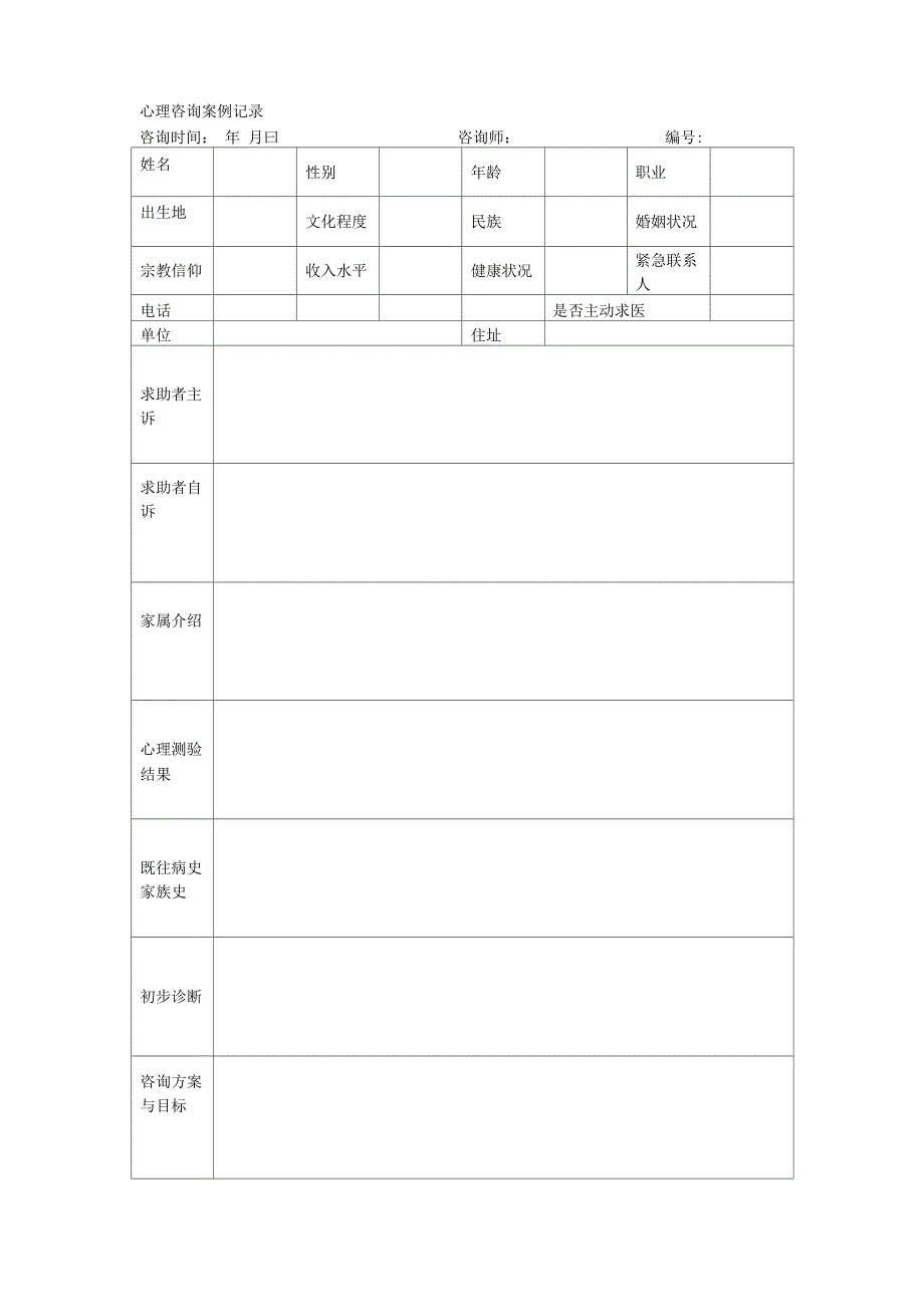 心理咨询案例记录表_第1页