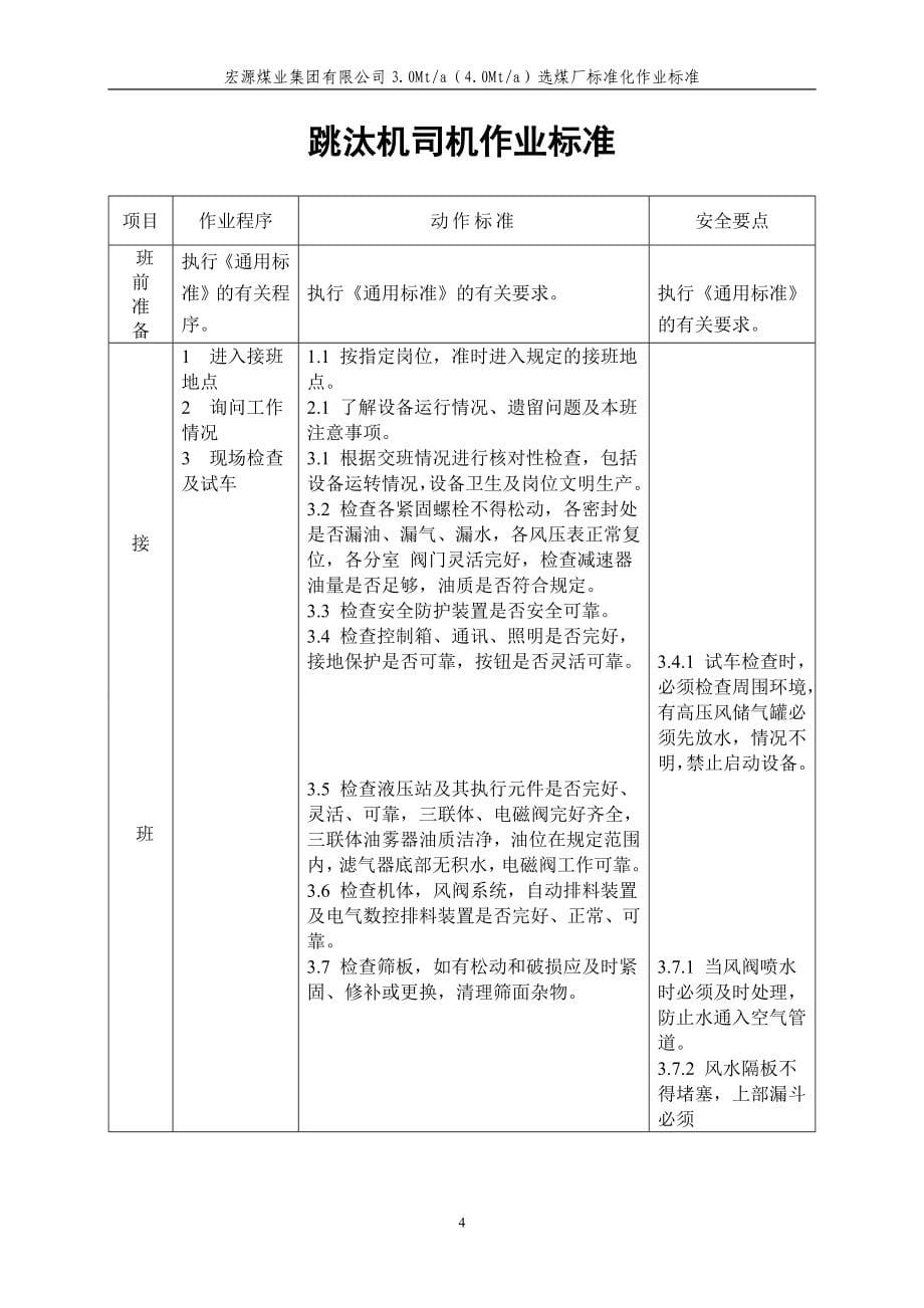 300万吨选煤厂岗位标准化作业标准(文件)-—招投标书_第5页