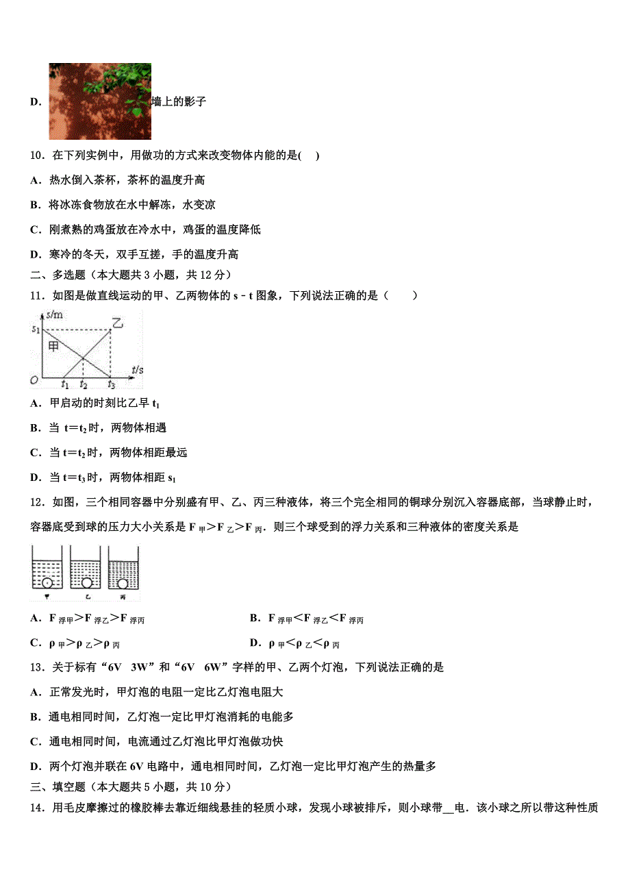 河南省平顶山宝丰县联考2021-2022学年中考物理对点突破模拟试卷含解析_第4页