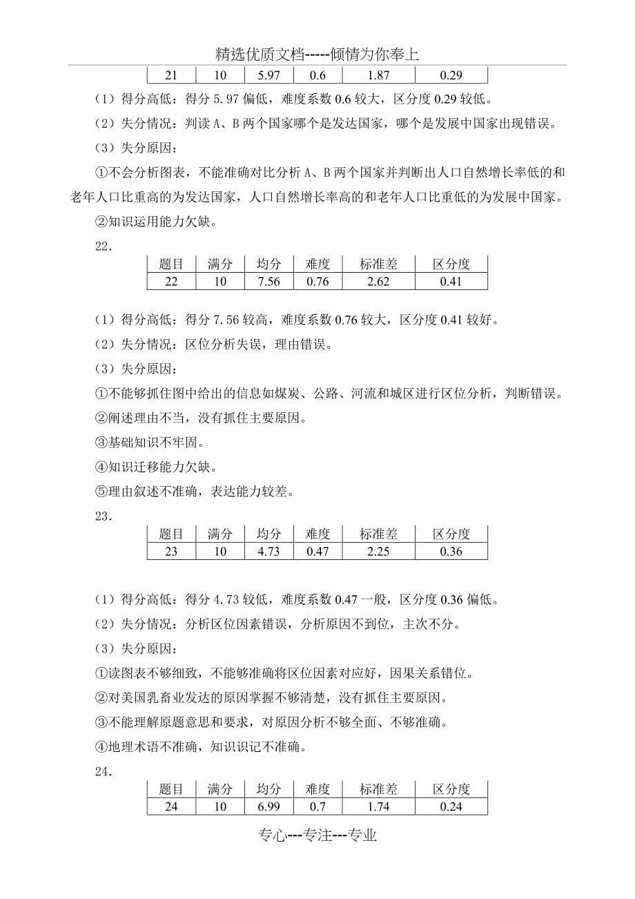 地理试卷分析：沧州市2009—2010学年度第二学期高一教学质量监测试卷分析报告_第5页