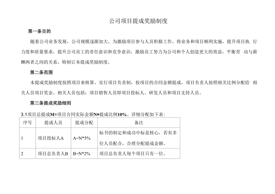 公司项目提成奖励制度_第1页