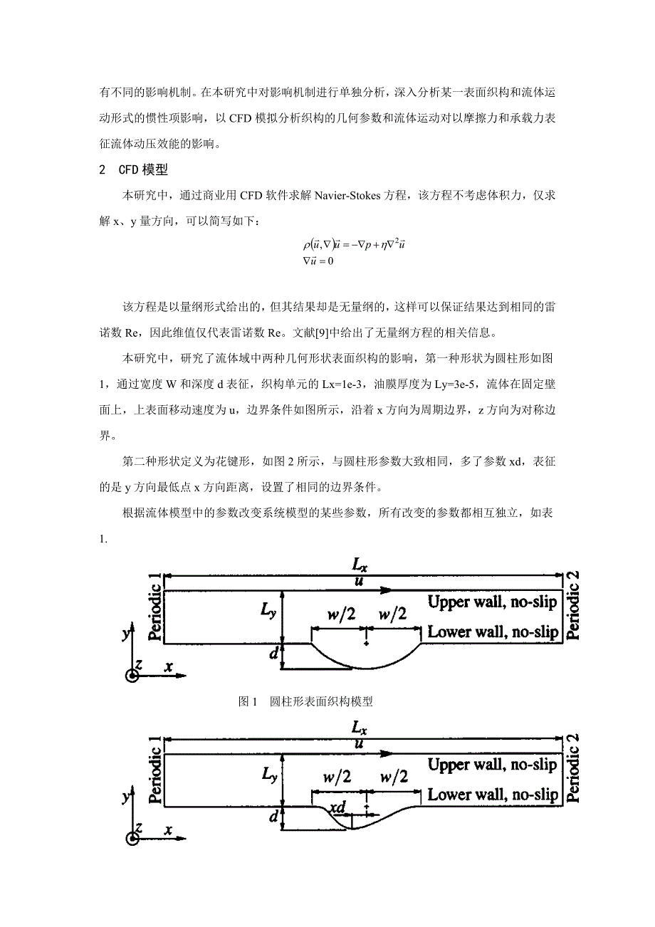 微观表面形貌流体动压润滑效果的二维CFD有限元分析_第2页