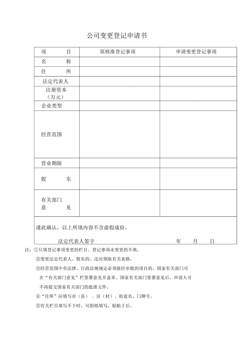 公司变更登记申请书_第2页