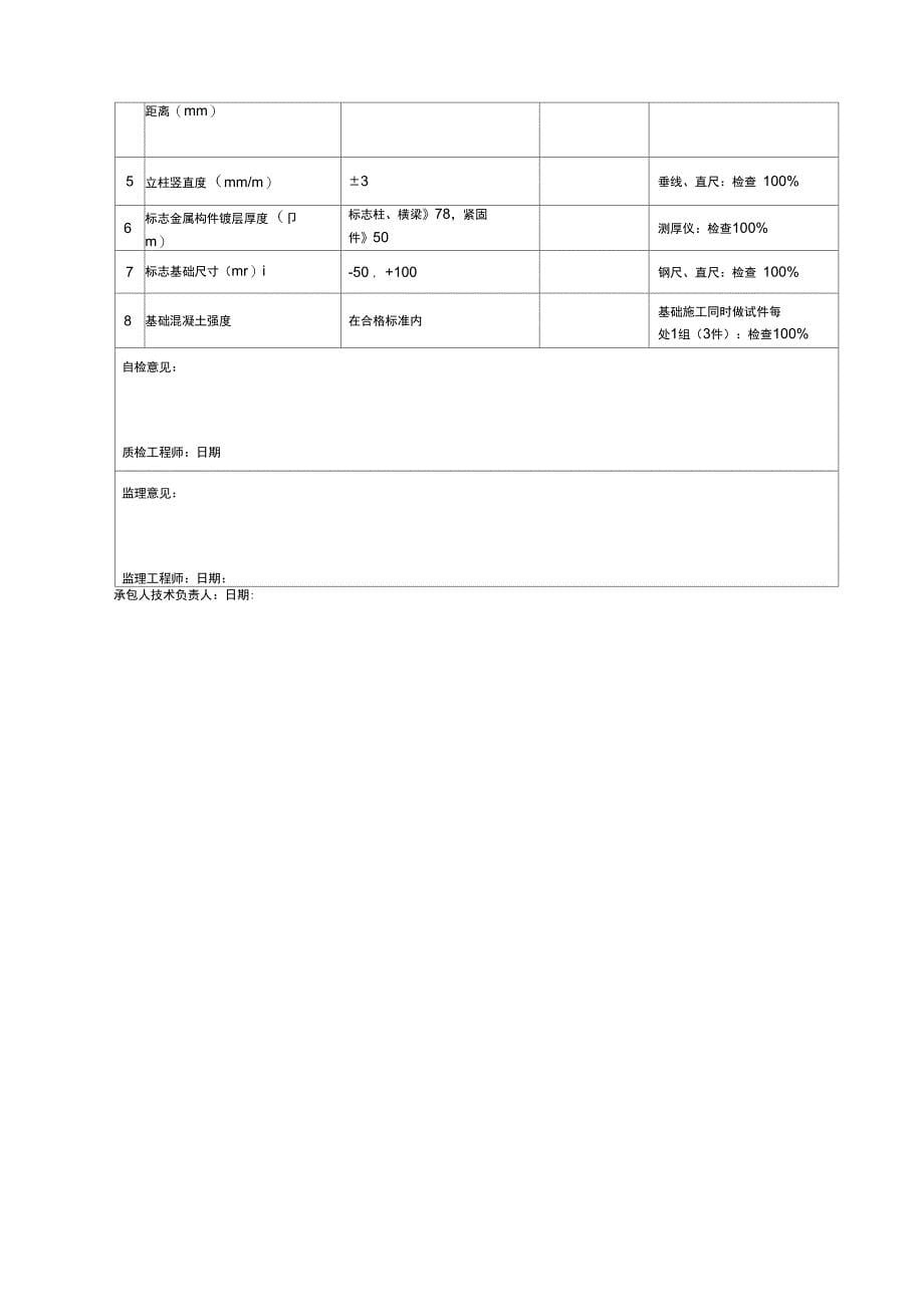 交通标志工程检验批质量验收记录表正式版_第5页