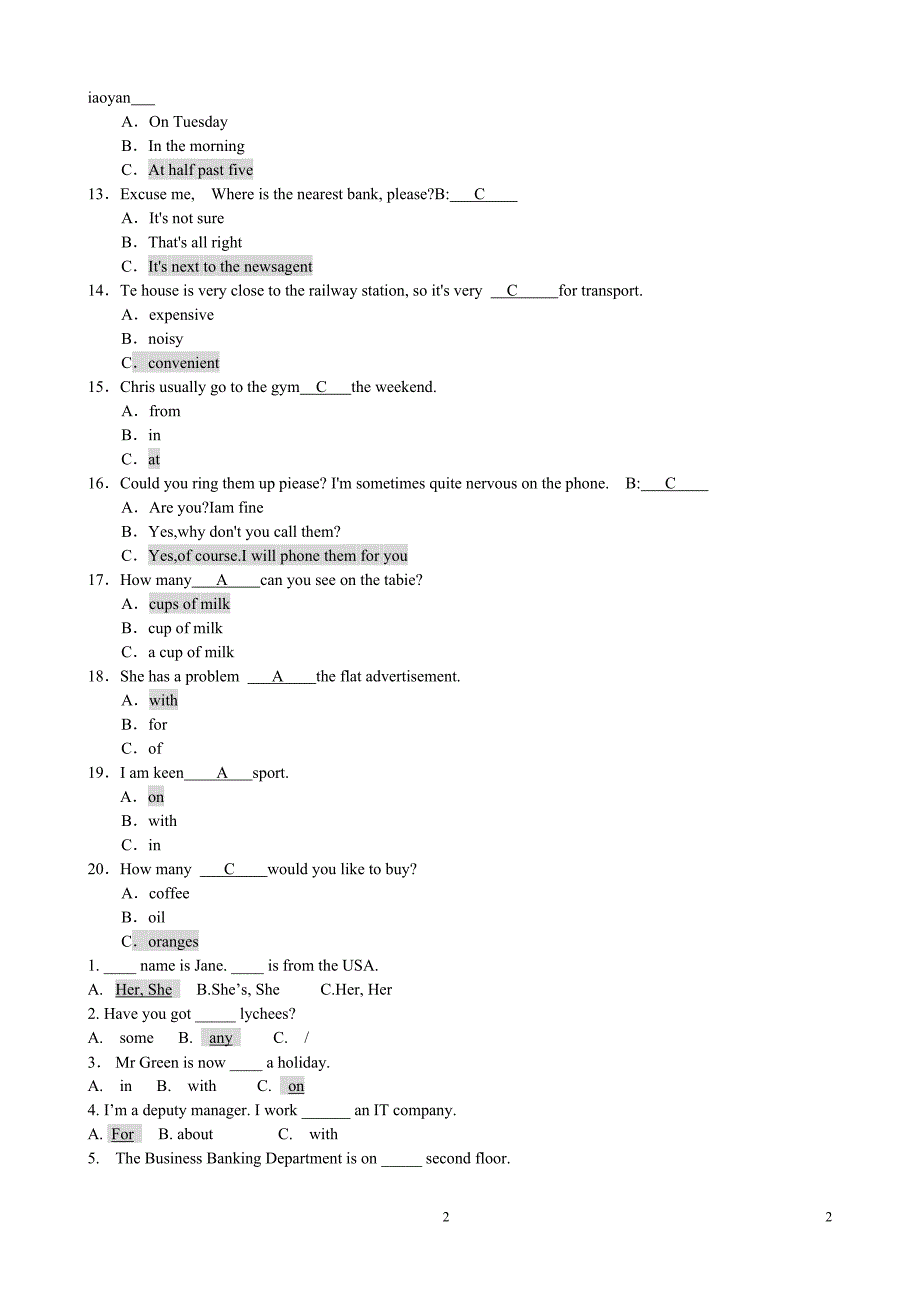 开放英语英语(1)1机考题库.doc_第2页