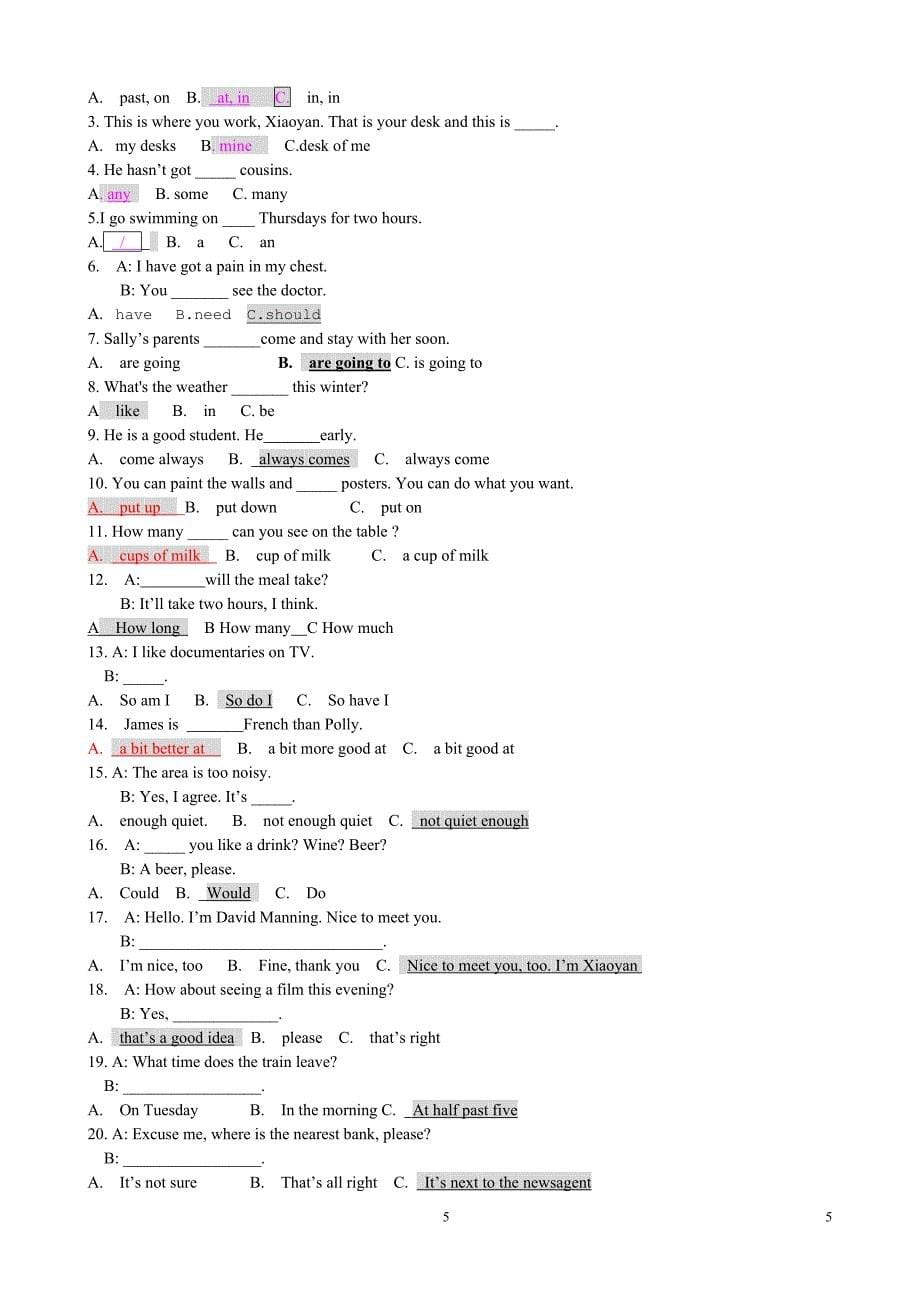 开放英语英语(1)1机考题库.doc_第5页