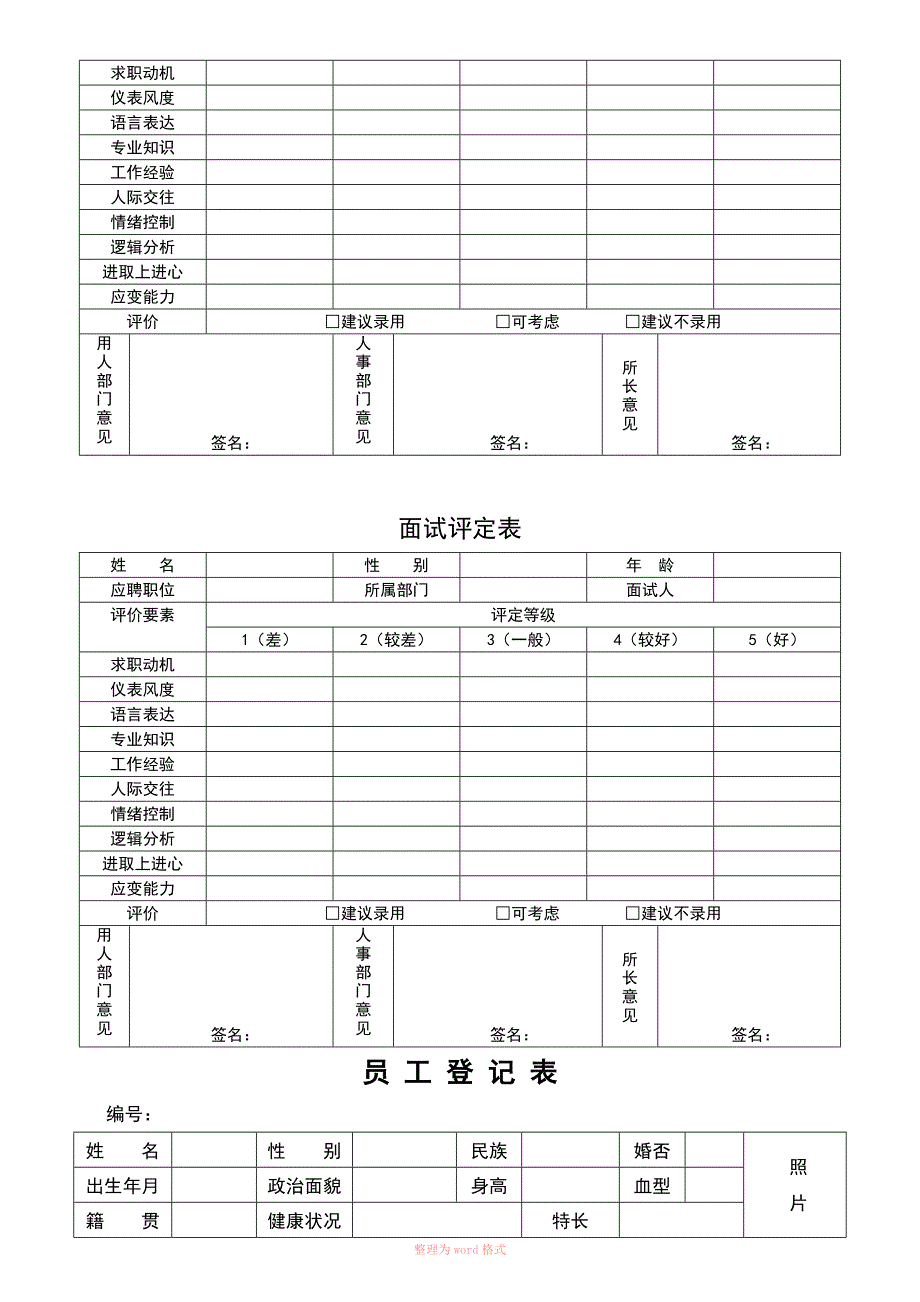 最新实用人力资源表格大全_第4页