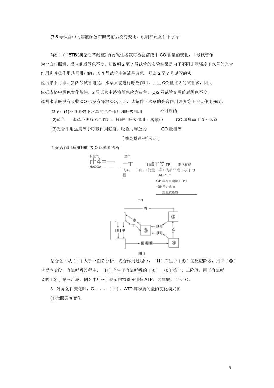 高考生物二轮复习专题二细胞的代谢第二讲光合作用与细胞呼吸学案_第5页