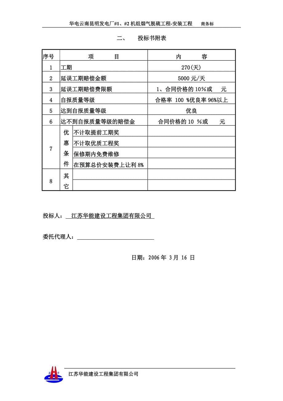 华电云南昆明100MW机组商务与报价投标_第5页