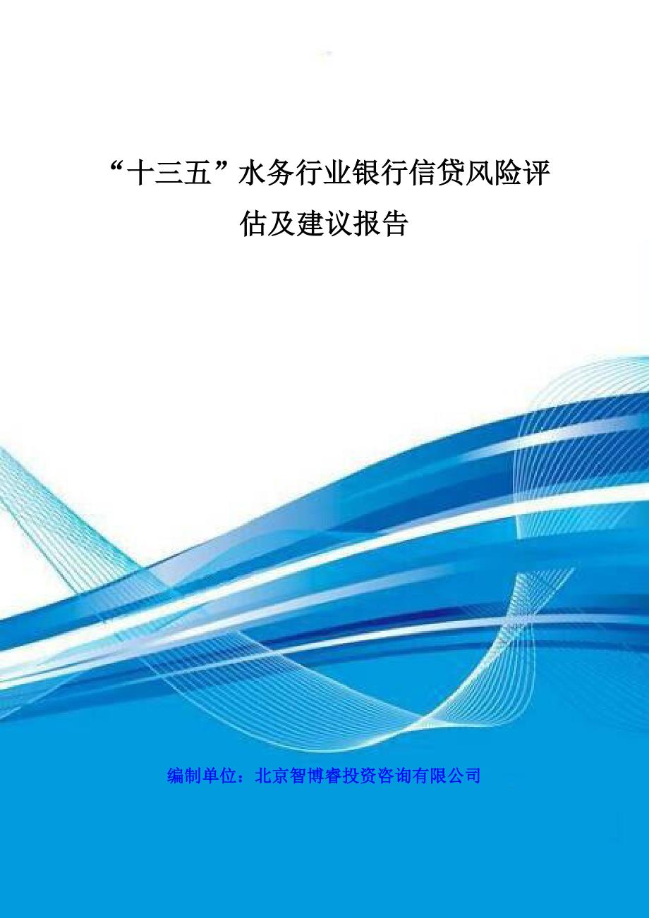 十三五”水务行业银行信贷风险评估及建议报告_第1页