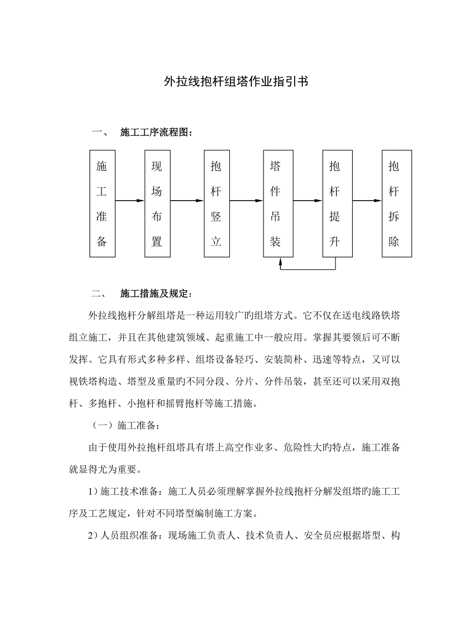 输电线路外拉线抱杆组塔作业基础指导书_第1页