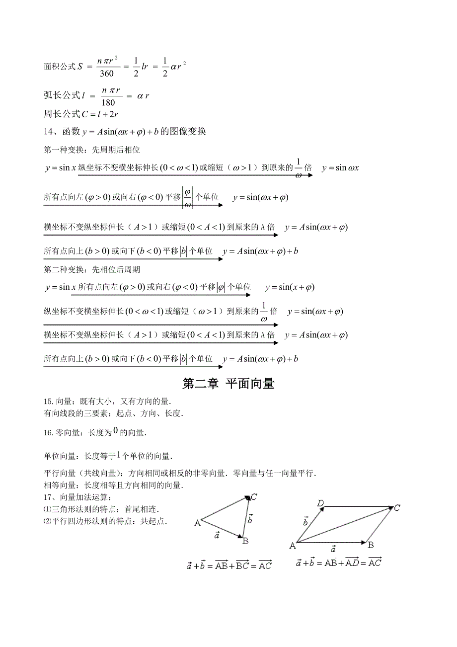 高一数学必修4各章知识点总结_第4页