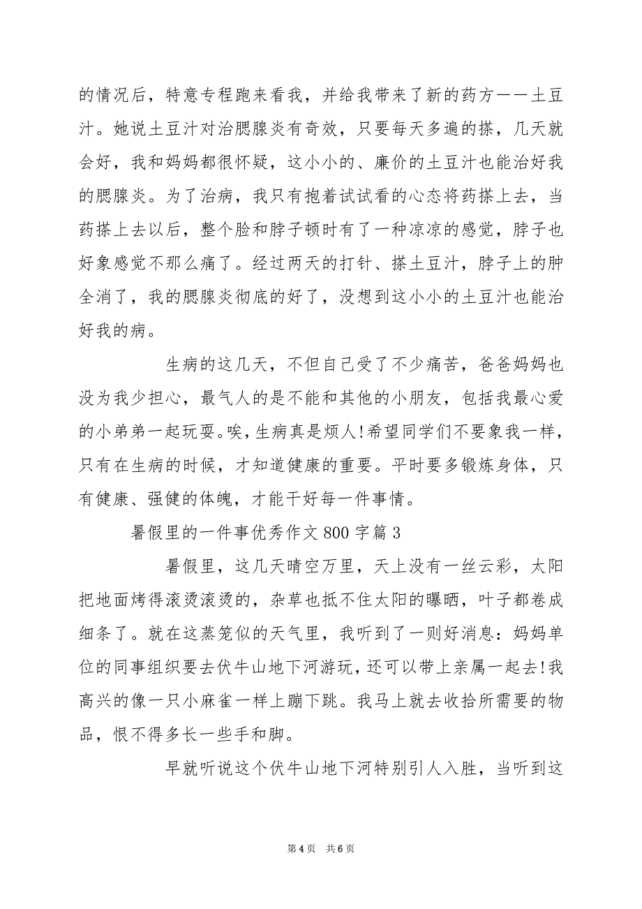 2024年暑假里的一件事优秀作文800字_第4页