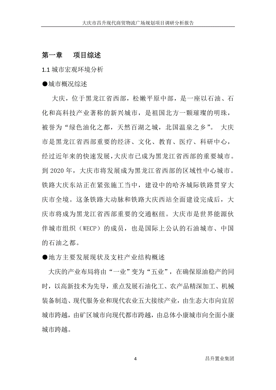 黑龙江大庆市昌升现代商贸物流广场规划项目调研分析报告_第4页