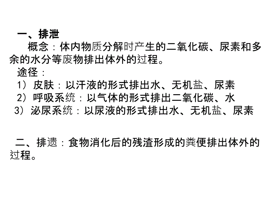 人教版第四单元第五章人体内废物的排出复习课件_第2页