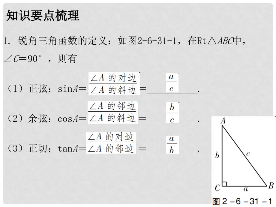 广东省中考数学总复习 第二部分 空间与图形 第六章 图形与变换、坐标 课时31 锐角三角函数及其应用课件_第2页